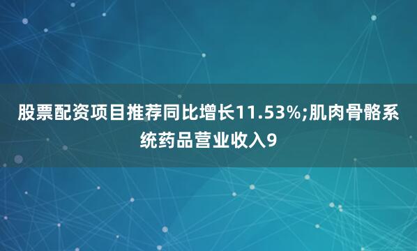 股票配资项目推荐同比增长11.53%;肌肉骨骼系统药品营业收入9